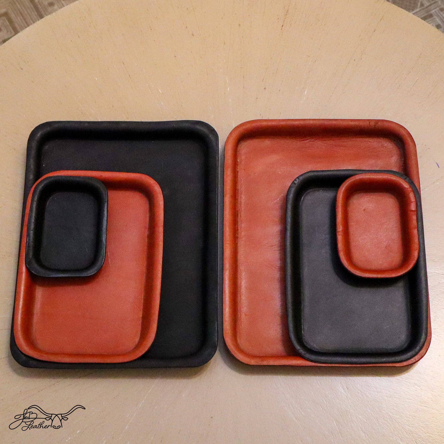 Rectangular Molded Leather Decorative Tray