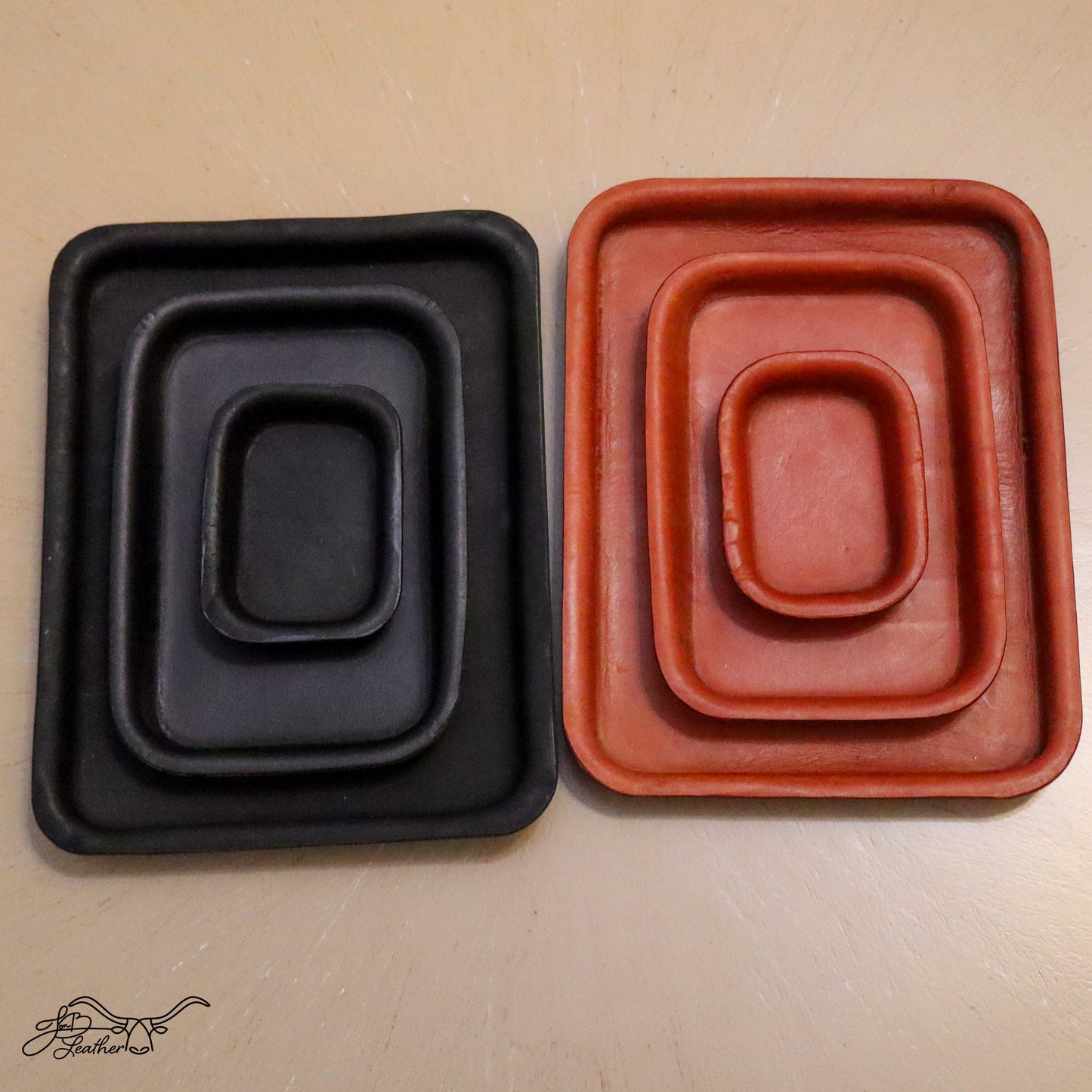 Rectangular Molded Leather Decorative Tray