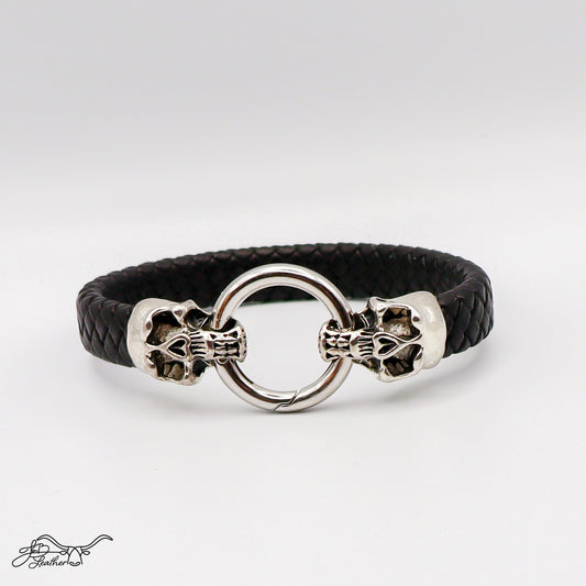 Dueling Skulls Bracelet Flat Cord