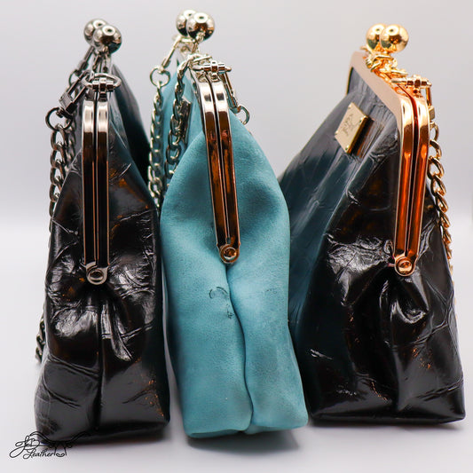 Classic Leather Kiss Clutch