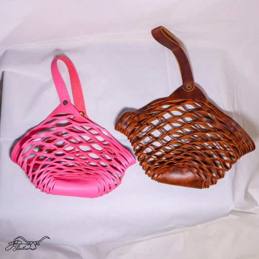 Leather Lattice Accent Basket