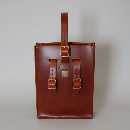 Artisan Wine Tote | Handmade Full Grain Leather Wine Carrier
