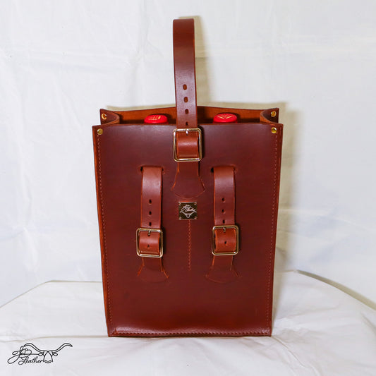 Artisan Wine Tote | Handmade Full Grain Leather Wine Carrier