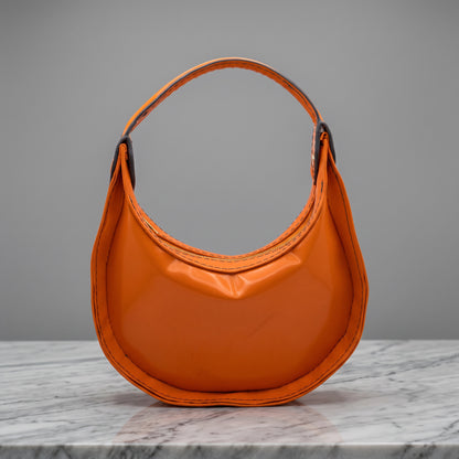 Mini Moon Bag (Orange Patent Calfskin)