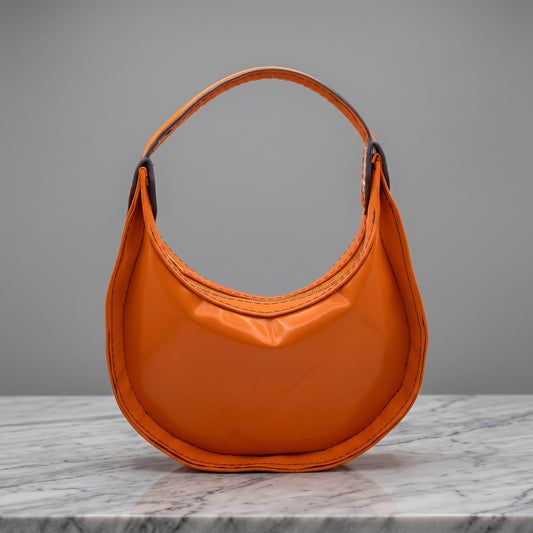 Mini Moon Bag (Orange Patent Calfskin)
