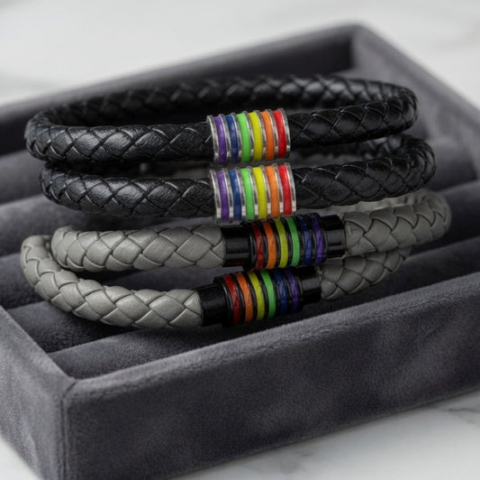 Pride Rainbow - Magnetic Clasp Leather Cord