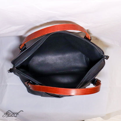 Byron Weekender Tote open showing zipper closure detail