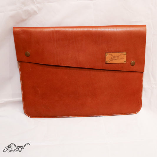 Handmade Laptop Sleeve Lined in Suede measuring 15.5 x 11.25 inches