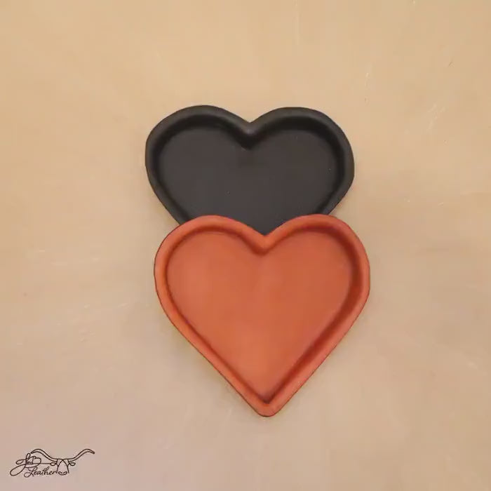Heart Molded Leather Decorative Tray