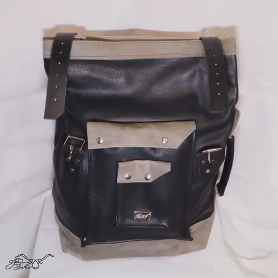 Roll Top Leather Backpack | Handmade Full Grain Leather Rucksack