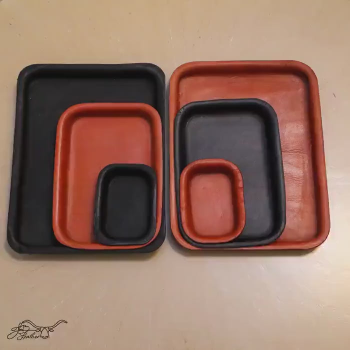 Rectangular Molded Leather Decorative Tray