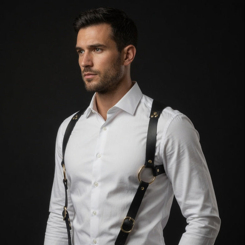 2 Point Leather Dress suspenders