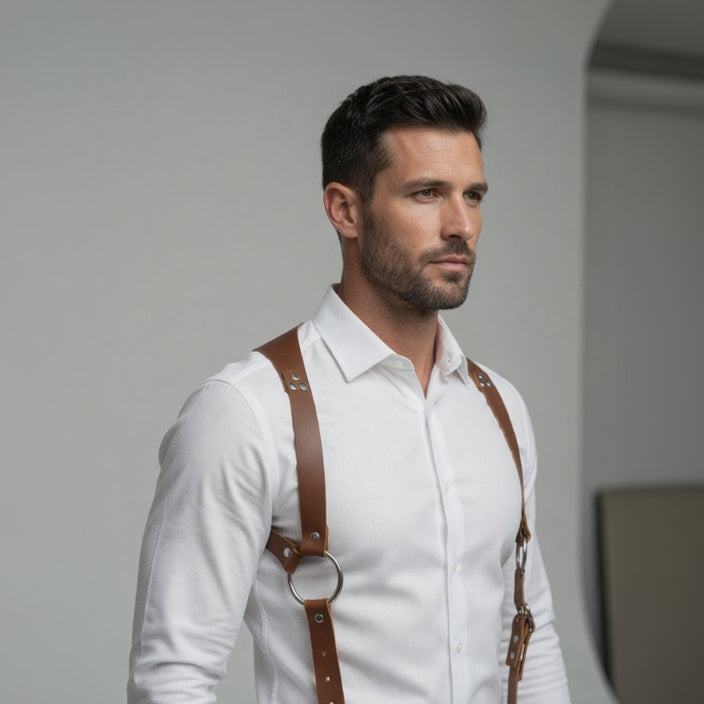 2 Point Leather Dress suspenders