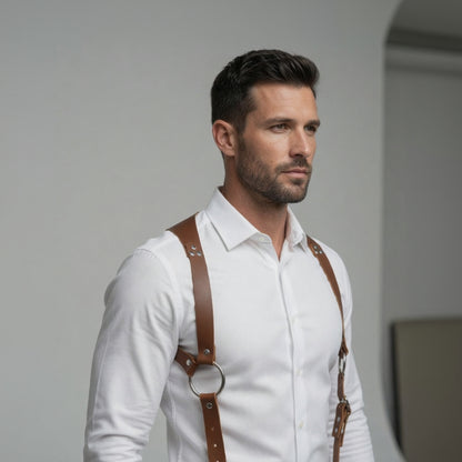 2 Point Leather Dress suspenders